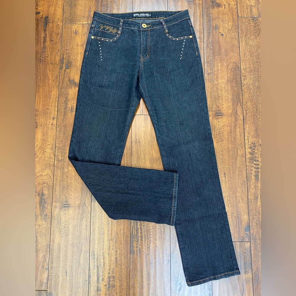 K.K. ANGEL Women’s Jeans Bling Rhinestone Dark Wash Size 13/14